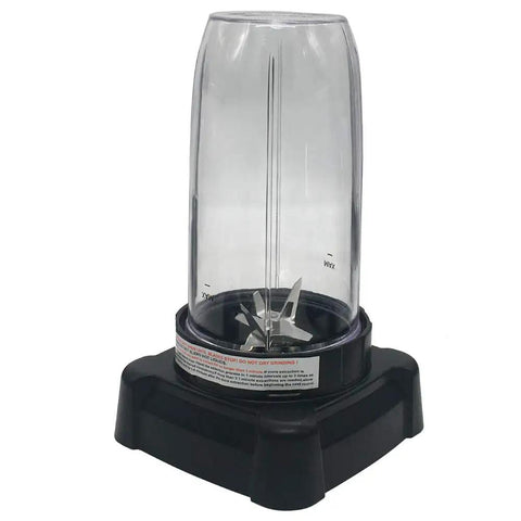 Pro Extractor Blade Replacement Kit With Gasket And 24Oz Cup Set shown on blender base, clear cup with metal blade visible