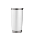 Road Trip Vibes Stainless Steel Insulated Tumbler with Open Highway Car and Open Sea Sail Design, white double wall, leak resistant lid