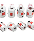 Beefy 8Mm To 8Mm Bore Aluminum Plum Flexible Shaft Coupling for Servo and Stepper Motors, multiple sizes on display