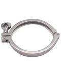 Stainless steel sanitary clamp with single-pin tri-clamp for 4-inch tube OD