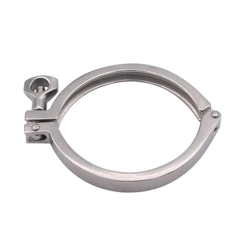 Stainless steel sanitary clamp with single-pin tri-clamp for 4-inch tube OD
