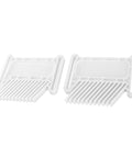 Adjustable Featherboard For Woodworking Shops Straight Up Safety Tool Smooth Operator Solid Choice For Router Table And Table Saw Plus Band Saw Quick Setup No Sweat Shop Essential White Finish set of two white plastic featherboards standing side by side.