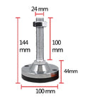 Heavy Duty Adjustable Leveler Feet Four Pack With Thick Non Slip Pvc Bottom Hella Sturdy For Kitchen Cabinets Workbenches And Tables showing dimensions and steel design.