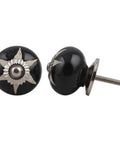 Fifty Pack Black Ceramic Drawer Knobs Featuring Slick Etched Finish Heavy Duty Kitchen Cabinet Pulls angled view showing detail.