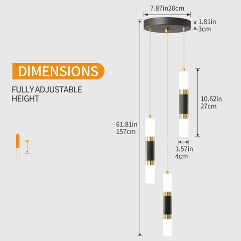 Modern Kitchen Pendant Lighting Over Island With Dimmable 3 Light LED Mini Pendant Fixtures In Black Gold Finish For Kitchen And Bedroom