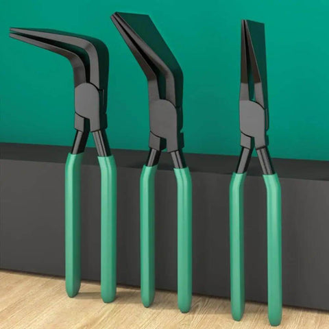Sheet Metal Seaming Pliers With Straight, 45 Degree And 90 Degree Jaws For Precise Bends And Flattening on a wooden surface