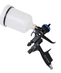 HVLP Air Paint Sprayer With 600ml Cup And 1.3mm Nozzle delivers precise atomization for furniture and wall painting, black and white design.