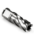 Oscarbide 11/16 in annular cutter with 3/4 in Weldon shank; polished steel bit with spiral flutes for drill press