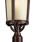 Atwood Outdoor Post Mount Lantern 1-Light Brown Stone Finish With Light Umber Mist Glass, Rugged Cast Aluminum Build For Wet Locations