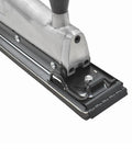 Close-up of Inline And Straight Line Air Sander With Dual Piston Power, Two-Handle Vibration Control showing quick change clamps.