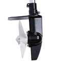 Side view of the Powerful 4HP 53.2cc 4-Stroke Outboard With Air Cooling, showcasing 22-Inch Drive Shaft and propeller.