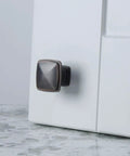 Oil Rubbed Bronze Square Cabinet Knob 1-1/4 Inch Diameter With Highlights, 100 Pack, Traditional Style Hardware Installed on Drawer