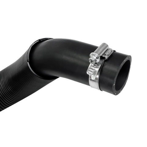 Black radiator coolant hose with stainless steel clamp