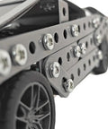 Detail view of Stainless Steel Model Car Kit For Adults A Do It Yourself 3D Puzzle And Mechanical Engineering Toy, bolts and wheel