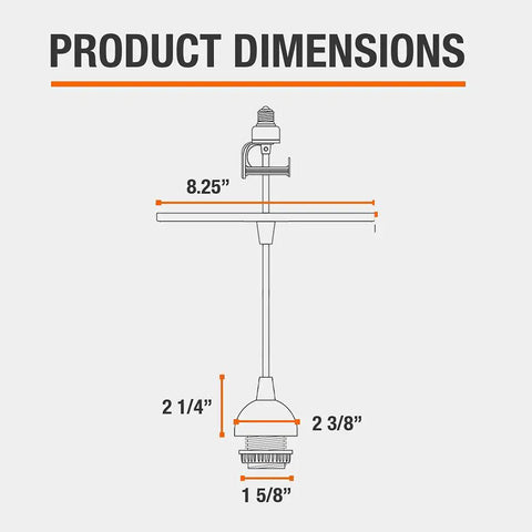 Product dimensions of Slick Six Inch Recessed Can To Instant Pendant Light Conversion Kit in Top Shelf Satin Brass Finish with E26 Socket.