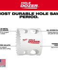 Milwaukee Hole Dozer 3-1/4-inch ice-hardened hole saw with white body and red logo