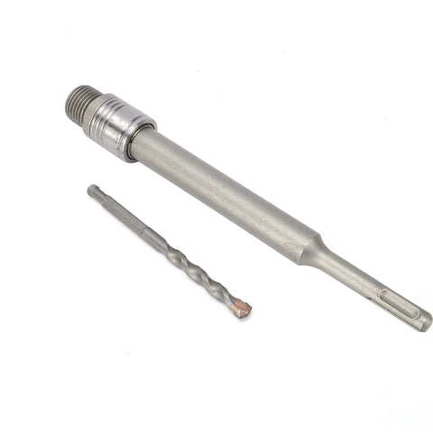 Heavy Duty Hole Saw Arbor Adapter And Drill Rod Connector For Round Shank Electric Hammers, metal construction, precise fit.