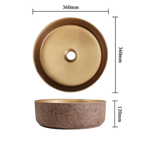 UMJIGF Bathroom Countertop Vessel Sink Bathroom Vessel Sink Bathroom Light Luxury Ceramic Basin round shape top view with dimensions