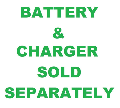 Text stating 'Battery & Charger Sold Separately' for 18V Cordless High Pressure Inflator Tool Only PCL001B Fast Air For Car Tires Bikes Sports Gear And Inflatable Toys Portable Lightweight With Quick Connect Nozzle Perfect For On The Go