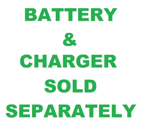 Text stating 'Battery & Charger Sold Separately' for Cordless 18V Leaf Blower with 100 MPH Air and 350 CFM.
