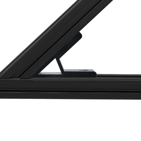 Side view of 4 Pack 45 Degree Aluminum Corner Brackets For 4040 Profiles Black Aluminum Extrusion Accessories, mounted and connecting frames.
