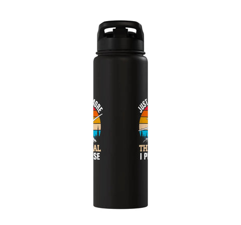 Sailplane Pilot Water Bottle Dope Gift for Glider Lovers, black stainless steel insulated double wall bottle.