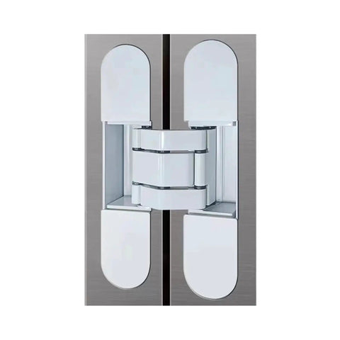 Invisible Concealed Hinge For Exterior Solid Wood Doors, Adjustable After Installation, Recessed Hardware, Hidden Mount shown open