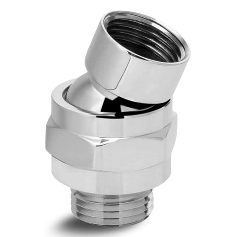 Brass Shower Arm Adapter With 23 Degree Swivel Ball Head, Universal Connector For Flexible Shower Positioning, Electroplated Finish, Easy Install, High Temp And Pressure Resistance, angled view
