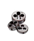 Two Piece Round Thread Die Set For Metal And Plastic UNC UNF Threading Dies In Inch Sizes with different diameter views