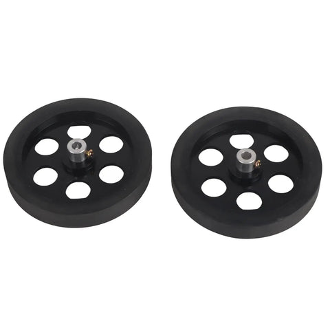 Zopsc 1pc Rolling Wheel 5 Digit Length Counter black wheels with circular cutouts, suitable for industrial uses.