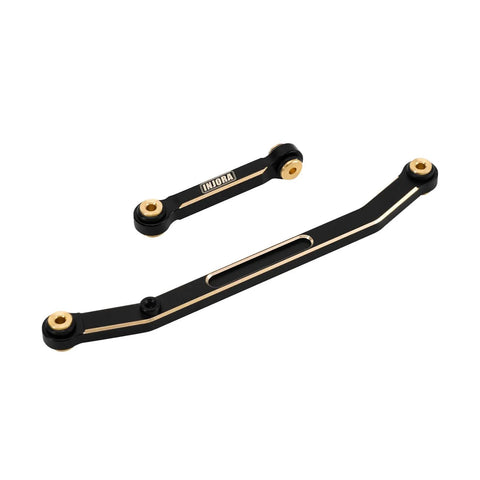 Brass High Tightening Steering Link Set For 1 By 24 Axial SCX24, Lightweight 8g Upgrade That Beefs Up Center Of Gravity, Traction, And Stability, Black Hard Coat With Chamfered Edges For Sharp, Rugged Look, shown with brass links