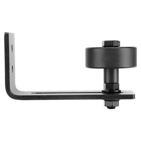 Side view of Carbon Steel Adjustable Wall Or Floor Roller Guide For Barn Door Hardware Black Finish Heavy Duty Mount Smooth Quiet Glide
