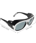 Kickass Welding Safety Glasses Featuring Wide Side Coverage And Mask Compatible Design For Total Eye Protection With Ridiculously Comfortable Fit Guaranteed, black frame with white accents.