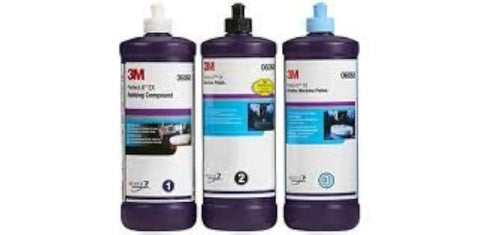 Perfect It Buffing And Polishing Compound Kit With Fast Cutting Rubbing Compound And High Performance Machine Polish bottles