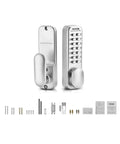 No Battery Needed Mechanical Keyless Entry Door Lock With 14 Key Set Single Side Stainless Steel Waterproof Gate Lock for Home Office