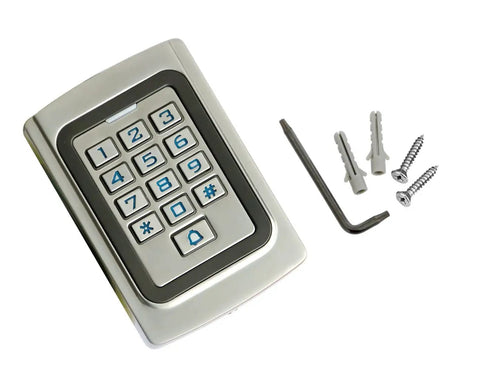 IP68 Waterproof Digital Wired Keypad In Tough Metal Case with mounting hardware for outdoor gates and garage doors, 12V or 24V DC power