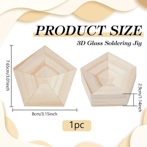 Solid Wood 3D Glass Soldering Jig With Traditional Pentagon Form For Stained Glass And Succulent Displays dimensions and product details