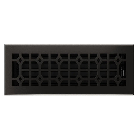 Cast Iron Floor Register 4 x 12 Inch Matte Black Built To Last Heavy Duty Decorative Vent Grille For Rustic Modern Homes Rugged All Steel Build Classic Architectural Style Floor Vent Cover