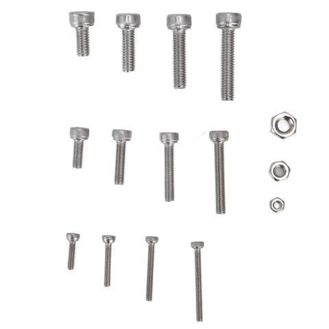 Hefty 304 Stainless Steel Hex Socket Cap Screw Nut Kit With Internal Hex Drive To Resist Stripping For Electronics And Precision Instruments with various screw sizes and nuts.