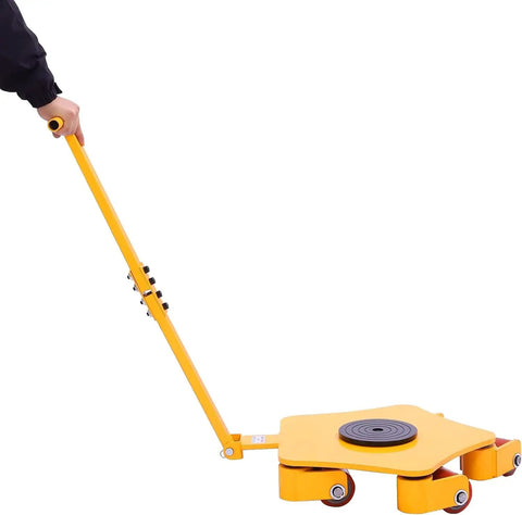 Heavy Duty Machine Skates 4409 Lbs Rock Solid Carbon Steel Industrial Dollies with handle for easy maneuvering and transport.