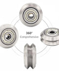 Tuned Up Stainless Steel V Slot Pulleys Featuring Precision 625ZZ Bearings, showcasing multiple angles of smooth-riding wheels.