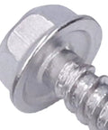 Close-up of hex head on All Purpose Stainless Steel Self Tapping Screws Kit Hex Self Drilling Screws 4.2x32mm And 4.8x32mm 100 Pc Set