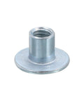 Heavy Duty M6 Weld Through Tee Nuts With Zinc Plated Finish, 12 Piece Pack Of Round Flange Insert Fasteners For Sheet Metal And Wood Panels, No Sweat Weld Assembly For Badass Builds - close-up of zinc steel flange nut