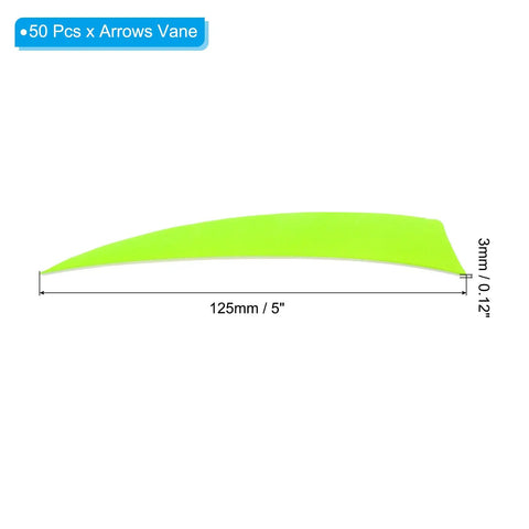50 Pack 5 Inch Turkey Feather Arrow Vanes Right Wing Fletching Fluorescent Green For DIY Target Shooting And Practice Durable Easy To Use Vanes