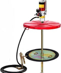Badass Heavy Duty Pneumatic Grease Pump For 55 Gallon Drums With 16 Ft Tubing And Solid Aluminum Drum Cover Follower Plate.