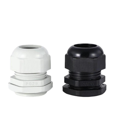 Heavy Duty M8 Waterproof Cable Gland Kit 10 Pack Plastic Nylon Cord Grips IP68 Wire Connectors shown in white and black
