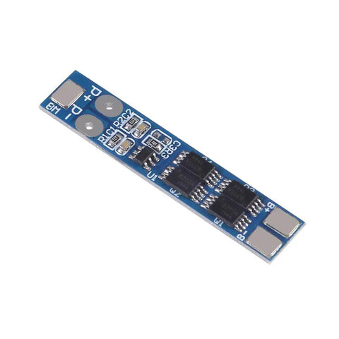 Rock Solid 2S BMS Protection Board for 7.4V 8.4V lithium ion batteries, compact PCB for 18650 DIY mods and solar light fixes.