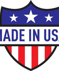 Made in USA shield logo with stars and red stripes
