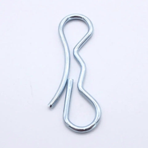 Rock Solid Unomor 5 Pcs Alloy Steel Cotter Pins Bow Tie Lock Spring Pin detailed view of a single pin with silver finish.
