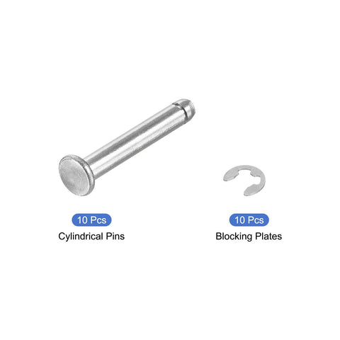 DIY Friendly Heavy Duty 10 Pack M4x25mm 304 Stainless Steel Cylindrical Shaft Pin With Grooved Flat Head Hinge Cylinder Position Pin And E Clip Retaining Ring Set For Mechanical Assemblies Silver By Uxcell